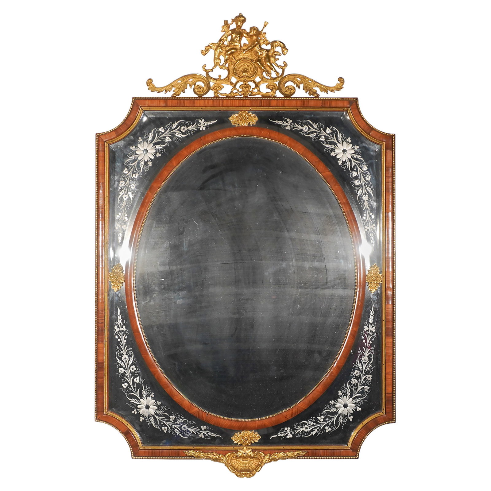 Neoclassical Louis XVI Style Rectangular Wall Mirror Wood Gilt Bronze 51 in (1 of 5)