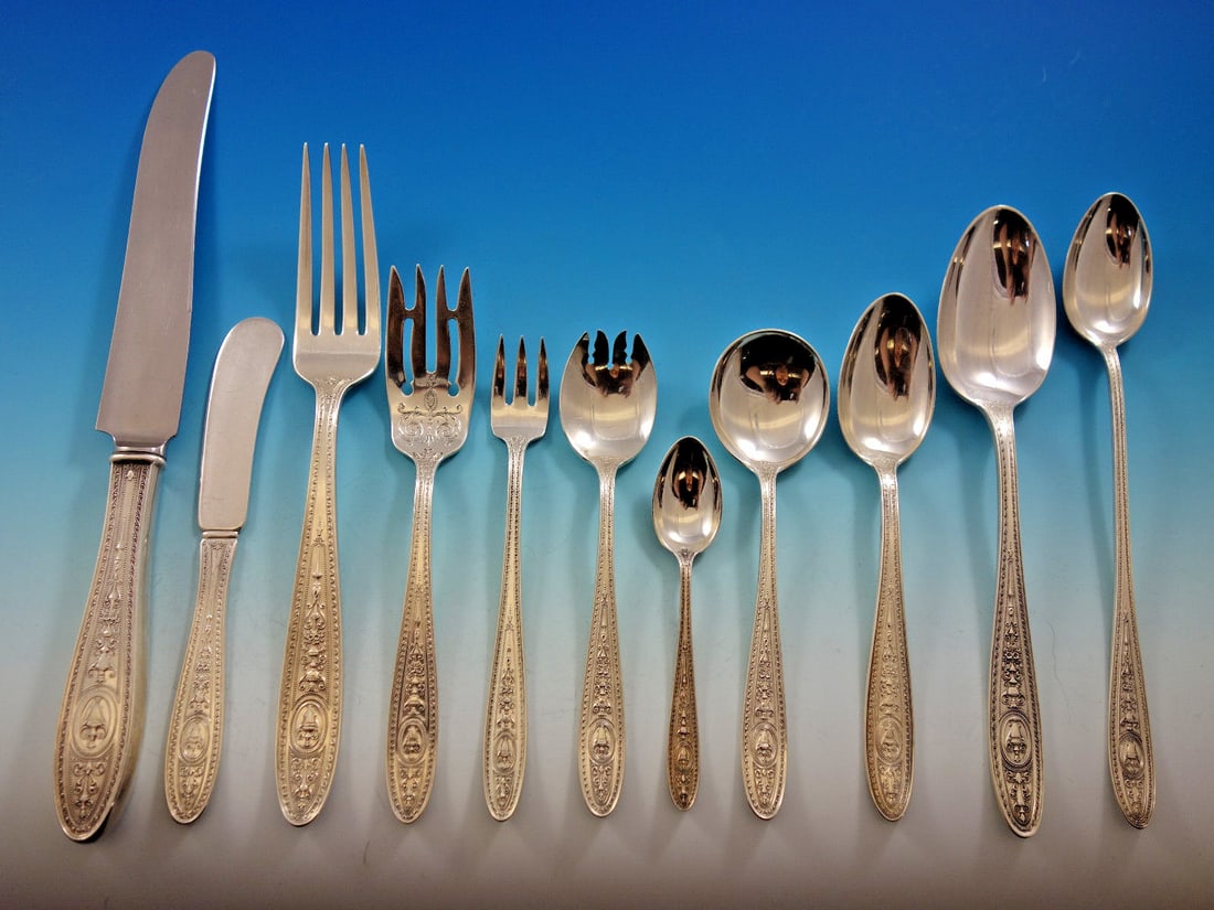 140 Piece Sterling Flatware and Hollowware Collection International Wedgwood: 140 Piece Sterling Flatware and Hollowware Collection International Wedgwood A large Wedgwood pattern sterling silver flatware and hollowware collection by International Silver, made in the United Sta