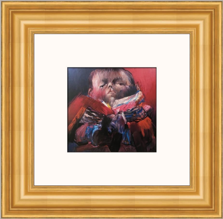 Fernando Botero Vallecas The Child Custom Framed Surrealist Print: Fernando Botero Vallecas The Child Custom Framed Surrealist Print Experience the captivating art of Fernando Botero with this custom-framed print titled "Vallecas The Child." This medium-sized offset 