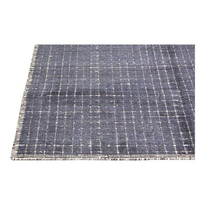 Blue Wool Area Rug Hand Knotted Moroccan Style 10'3 x 14'1: Blue Wool Area Rug Hand Knotted Moroccan Style 10'3 x 14'1 This Moroccan hand-knotted wool rug is crafted with traditional techniques, blending classic artistry with a modern design sensibility. The d