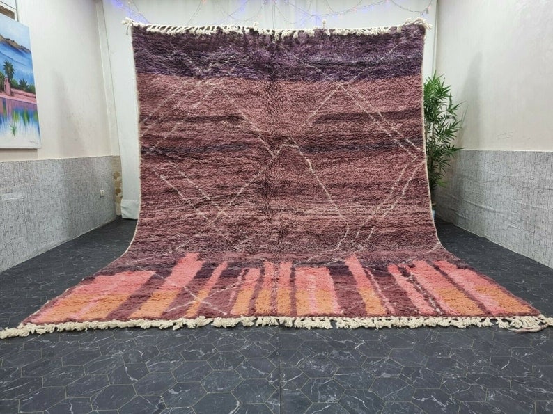 Authentic Moroccan Berber Handmade Wool Area Rug 9.84 x 6.56 Feet: Authentic Moroccan Berber Handmade Wool Area Rug 9.84 x 6.56 Feet Experience the charm of Moroccan craftsmanship with this lovely authentic handmade Berber wool area rug. Skillfully handwoven in the A