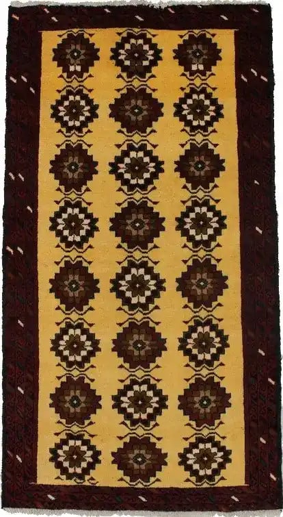 Hand-Knotted Wool Tribal Area Rug 3'2 x 6' Vintage Geometric Western Asia: Hand-Knotted Wool Tribal Area Rug 3'2 x 6' Vintage Geometric Western Asia This vintage handmade wool rug features a tribal-style geometric pattern in shades of vanilla cream, buff red, ivory, black, a