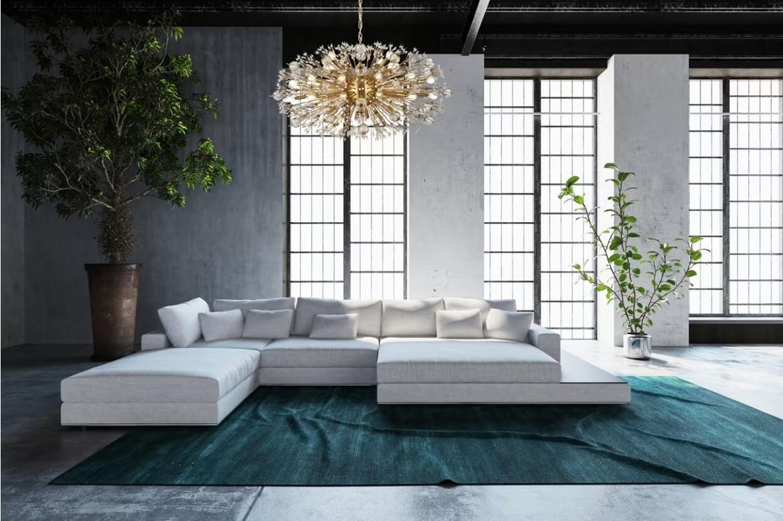 Vera 38-Light Gold Crystal Glass Sputnik Chandelier 42 Inch: Vera 38-Light Gold Crystal Glass Sputnik Chandelier 42 Inch This modern Sputnik-style chandelier features a striking gold-finished frame with high-quality glass and crystal accents. Designed for versa