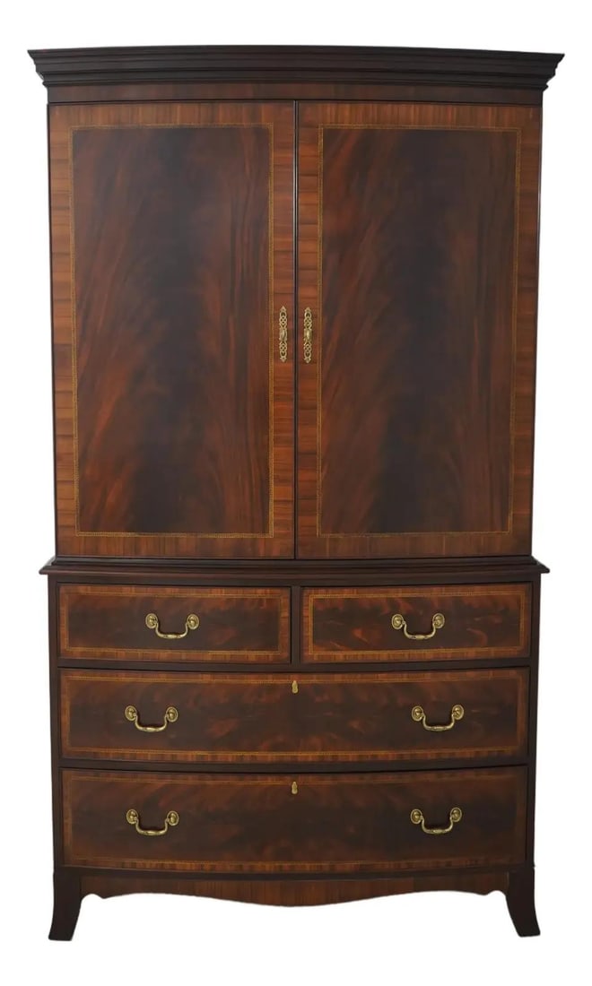 Henkel Harris Inlaid Mahogany Wardrobe Chest with Brass Locks (1 of 10)