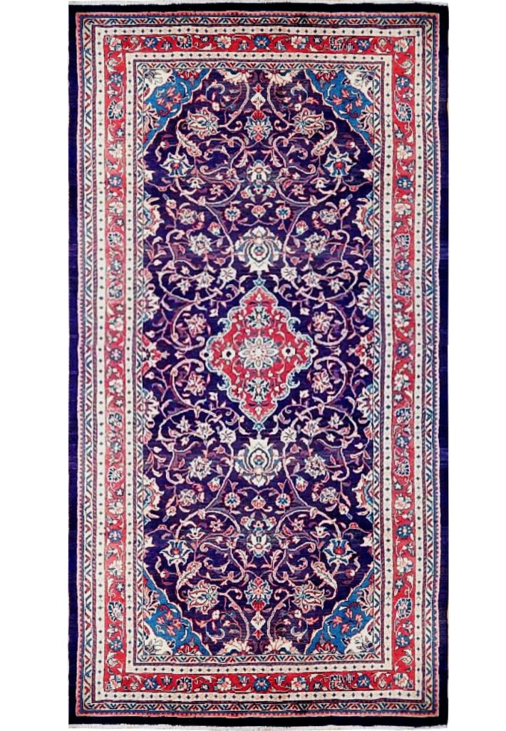 5'8" x 10'5" Semi-Antique Persian Blue Sarouk Mahal Area Rug: 5'8" x 10'5" Semi-Antique Persian Blue Sarouk Mahal Area Rug Free continental US Shipping Transform your living space with this exquisite 5.8 x 10.5 Semi-Antique Persian Blue Sarouk Mahal Rug, handcra