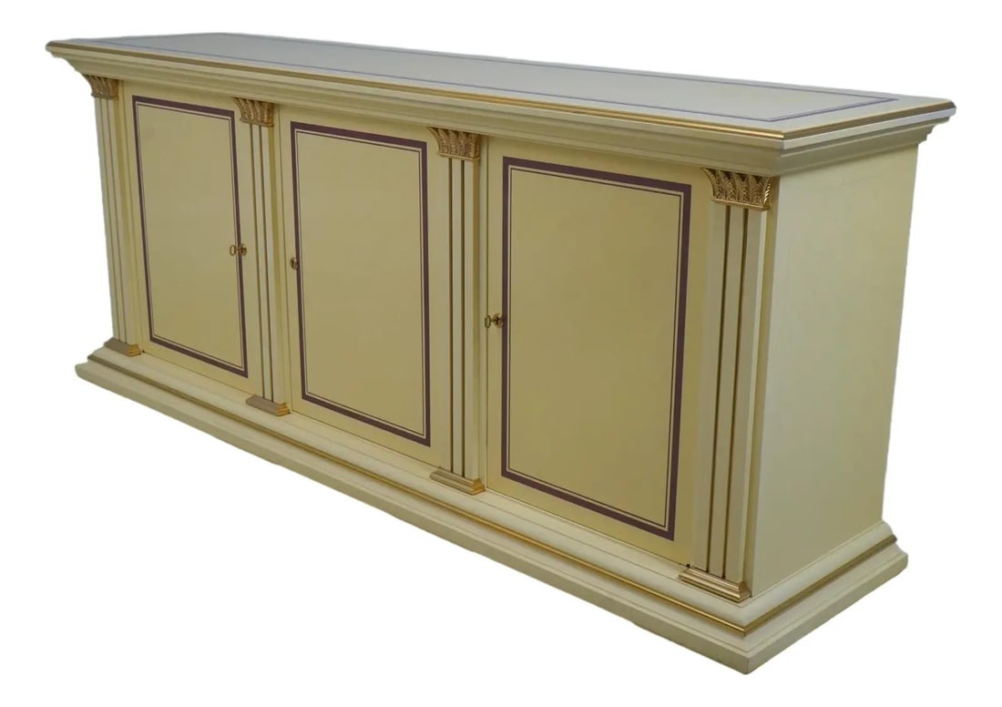 Custom Made Modern Lacquer Tessellated Inlay Sideboard with Fluted Columns (1 of 10)