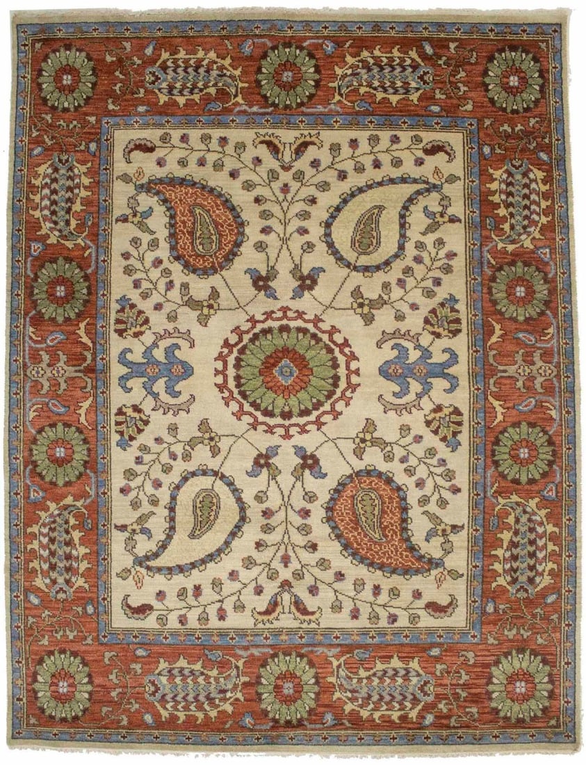 Hand-Knotted Wool Transitional Floral Area Rug 8'0 x 10'4 Modern Decor: Hand-Knotted Wool Transitional Floral Area Rug 8'0 x 10'4 Modern Decor This handmade area rug features a floral paisley design in a transitional style, blending modern and classic elements. Crafted in