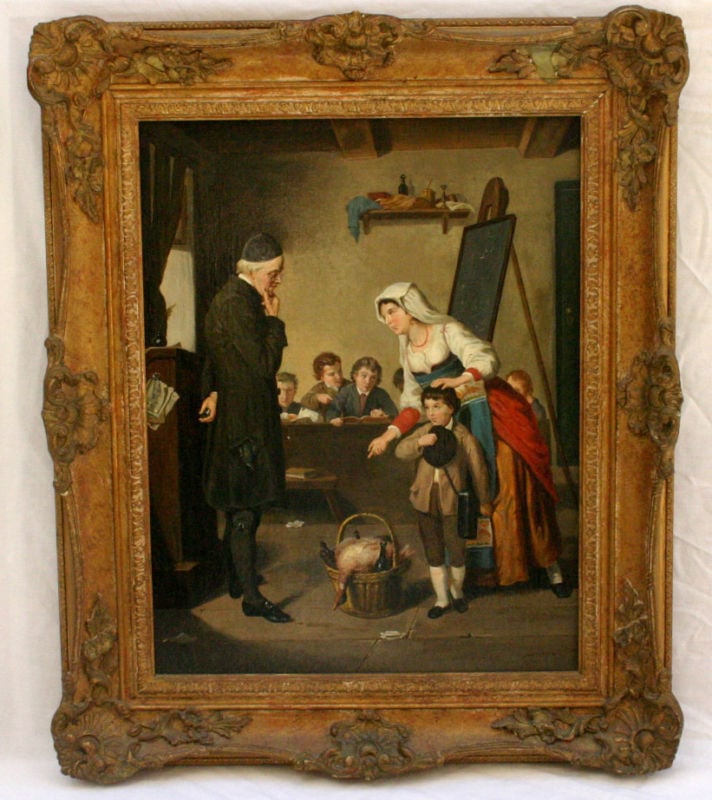19th Century Italian Oil Painting by Grilotti Signed Framed Artwork: 19th Century Italian Oil Painting by Grilotti Signed Framed Artwork This exquisite original oil on canvas painting, created by the renowned Italian artist Grilotti in the 1880s, showcases a poignant s