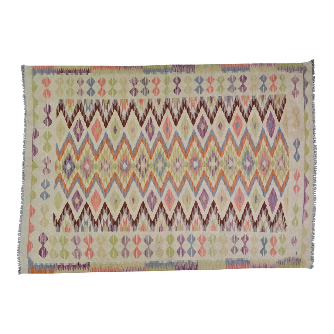 Afghan Maimana Wool Kilim Flatweave Rug 5'5" x 7'8" Handwoven (1 of 5)
