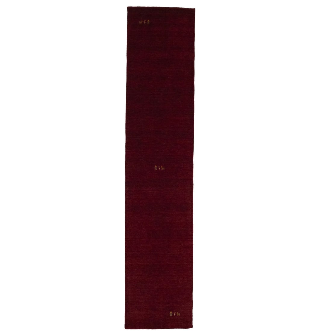 Hand Loomed Wool Pictorial Runner Rug 2'6 x 11'11 Maroon Red: Hand Loomed Wool Pictorial Runner Rug 2'6 x 11'11 Maroon Red This modern hand-loomed runner rug features a maroon red color with a pictorial pattern, designed in a rectangular shape. Crafted from wool