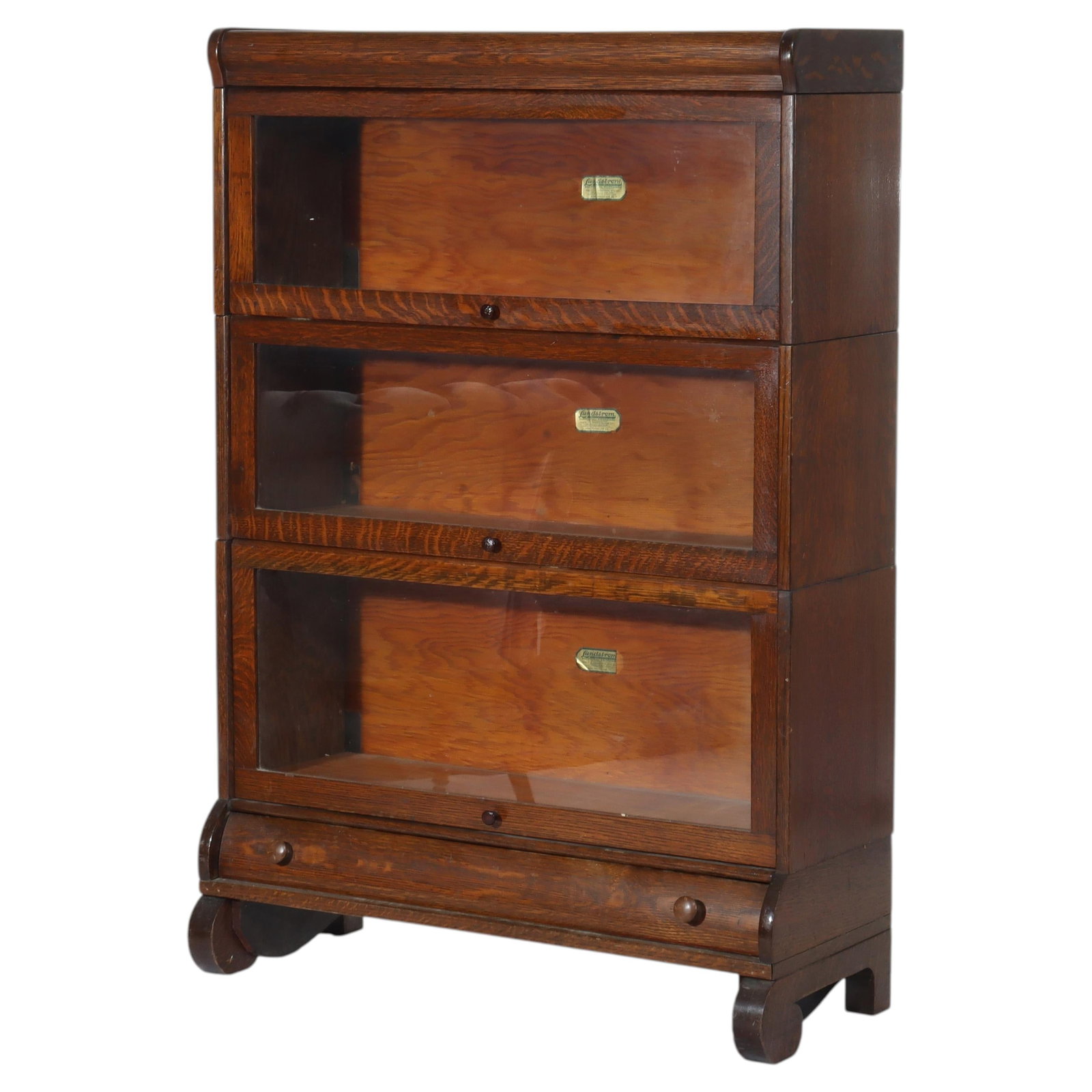 Lundstrom Oak Barrister Bookcase 3-Stack With Drawer (1 of 9)