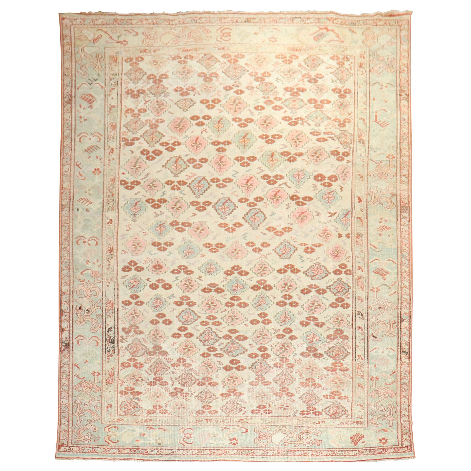 Zabihi Antique Turkish Ghiordes Hand-Knotted Wool Rug 10'3 x 14'3: Zabihi Antique Turkish Ghiordes Hand-Knotted Wool Rug 10'3 x 14'3 Discover the beauty of the Zabihi Collection Antique Turkish Ghiordes Rug, an exquisite decorative piece perfect for small rooms. This