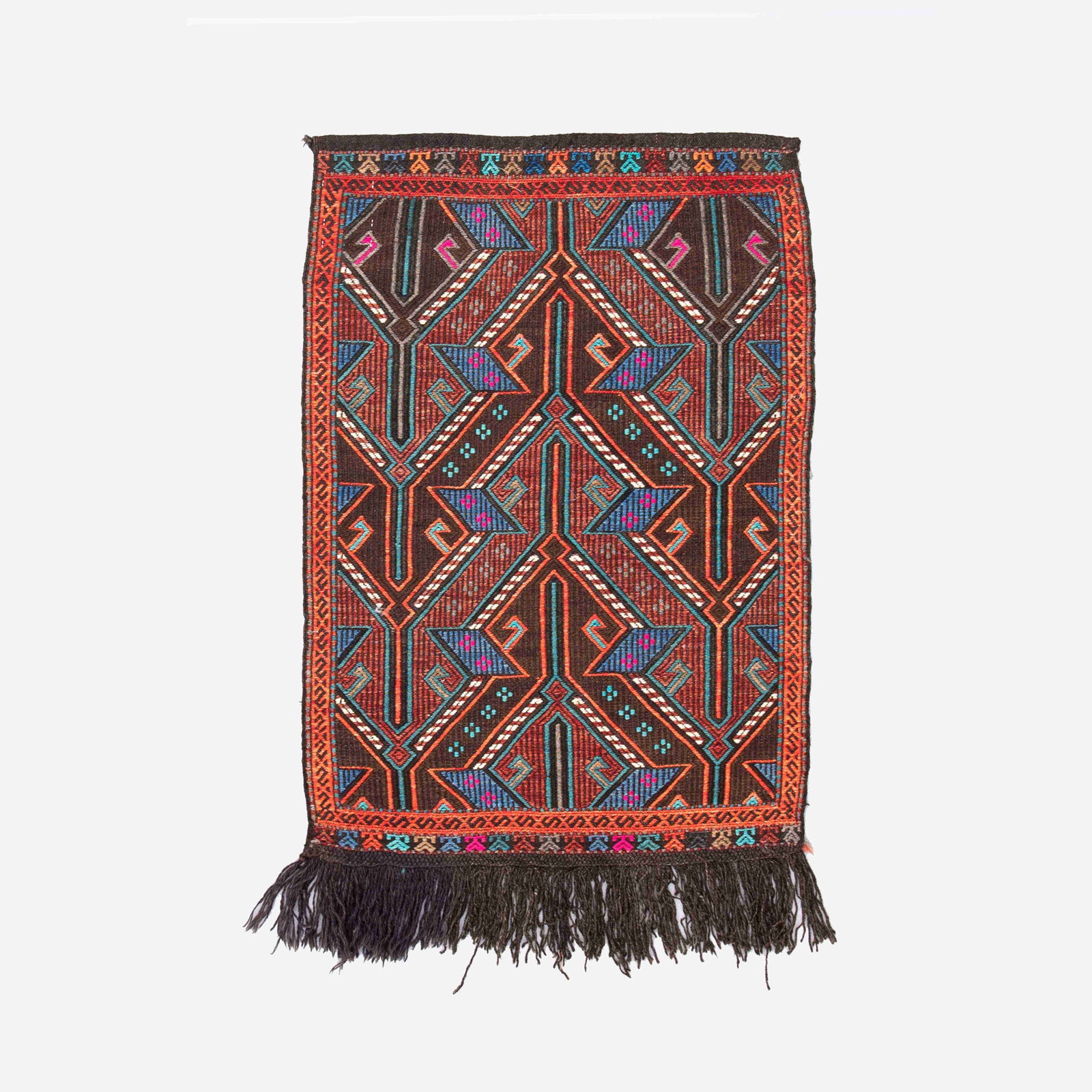 Authentic Handmade Cicim Wool Kilim 30.7 x 40.9 Inches: Authentic Handmade Cicim Wool Kilim 30.7 x 40.9 Inches Discover the beauty of the Authentic Handmade Cicim, crafted from high-quality wool on wool. This exquisite kilim showcases traditional craftsman