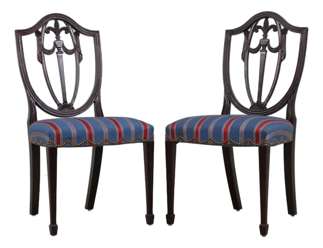 Kindel Grand Rapids Mahogany Shield Back Chair Pair (1 of 10)