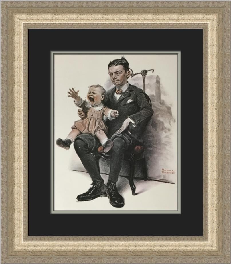 Norman Rockwell Watch The Birdie Custom Framed Art Print 1975: Norman Rockwell Watch The Birdie Custom Framed Art Print 1975 Celebrate the artistry of Norman Rockwell with this custom framed print titled "Watch The Birdie." This medium-sized piece, measuring 21 i