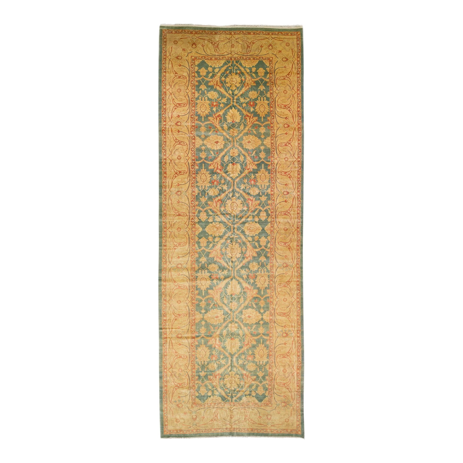 Persian Sultanabad Handmade Wool Rug Floral Motif 8'10 x 25'5: Persian Sultanabad Handmade Wool Rug Floral Motif 8'10 x 25'5 Enhance your space with this stunning Persian Sultanabad hand-knotted wool rug, featuring a vibrant blue field and a beautifully designed 
