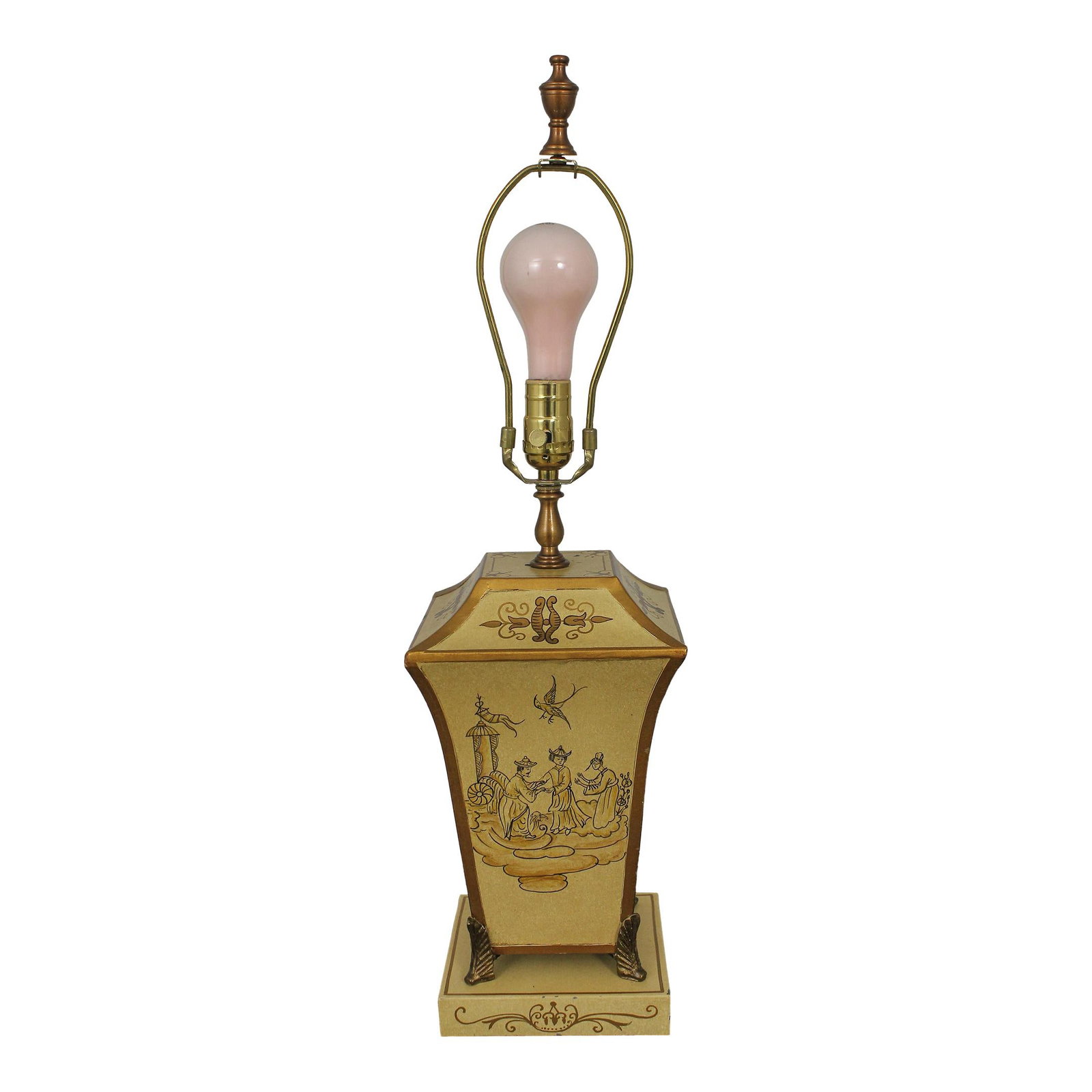 Elegant Gold Chinoiserie Toleware Table Lamp 26 Inches Tall (1 of 10)