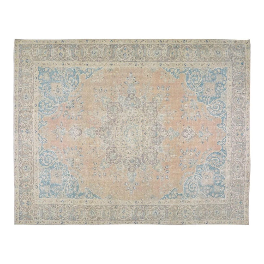 Hand Knotted Wool Rug Tan 9'7" x 12'2" Vintage 1960s: Hand Knotted Wool Rug Tan 9'7" x 12'2" Vintage 1960s This vintage hand knotted wool rug from the 1960s features natural colors, a soft texture, and a fine weave. Its tan hue adds a warm and classic to