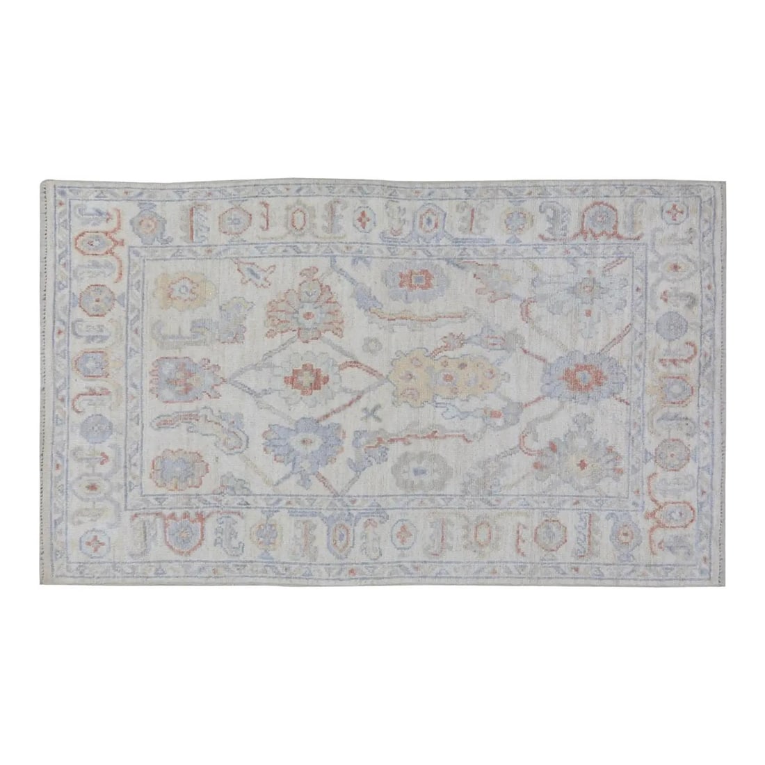 Handmade Wool Oushak Area Rug 4'x5'10" Traditional Turkish Design: Handmade Wool Oushak Area Rug 4'x5'10" Traditional Turkish Design This Turkish Oushak rug is hand-knotted from wool using traditional techniques, blending timeless craftsmanship with a modern design s