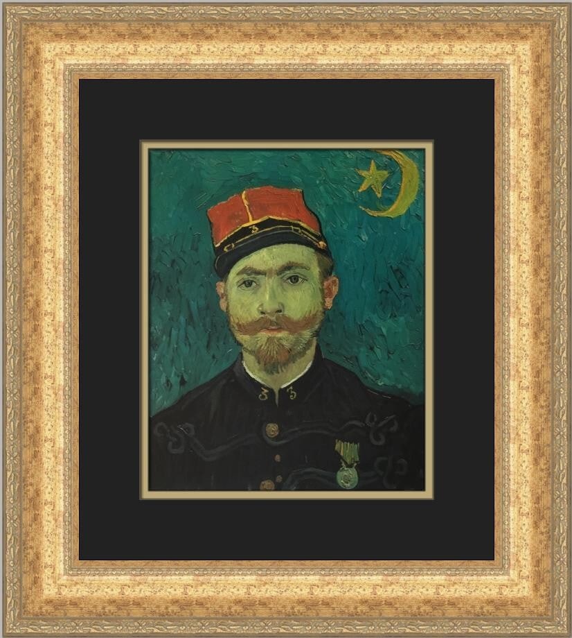 Vincent Van Gogh Portrait of Lieutenant Paul-Eugene Milliet Custom Framed Print 19x17: Vincent Van Gogh Portrait of Lieutenant Paul-Eugene Milliet Custom Framed Print 19x17 This custom framed print showcases Vincent Van Gogh's renowned artwork, "Portrait of Lieutenant Paul-Eugene Millie
