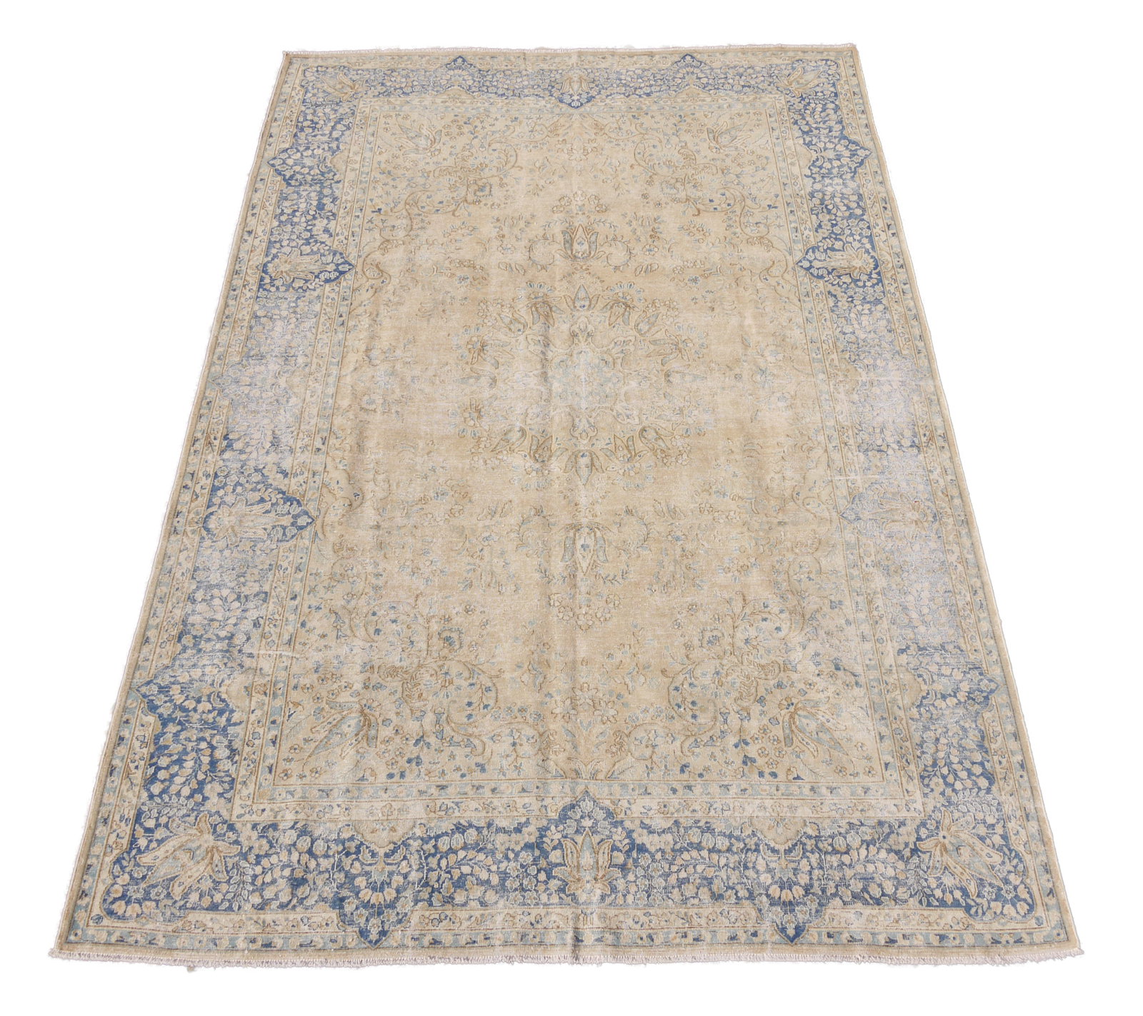 Hand Crafted 7'2 x 11'1 Khaki Rug with Geometric Design: Hand Crafted 7'2 x 11'1 Khaki Rug with Geometric Design Free continental US Shipping Transform your space with this luxurious khaki rug, measuring 7' 2" x 11' 1". Featuring natural color variations an