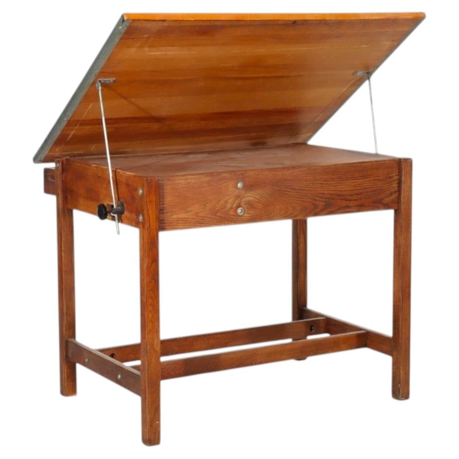 1930s Oak Arts Crafts Drafting Table Adjustable Top (1 of 18)