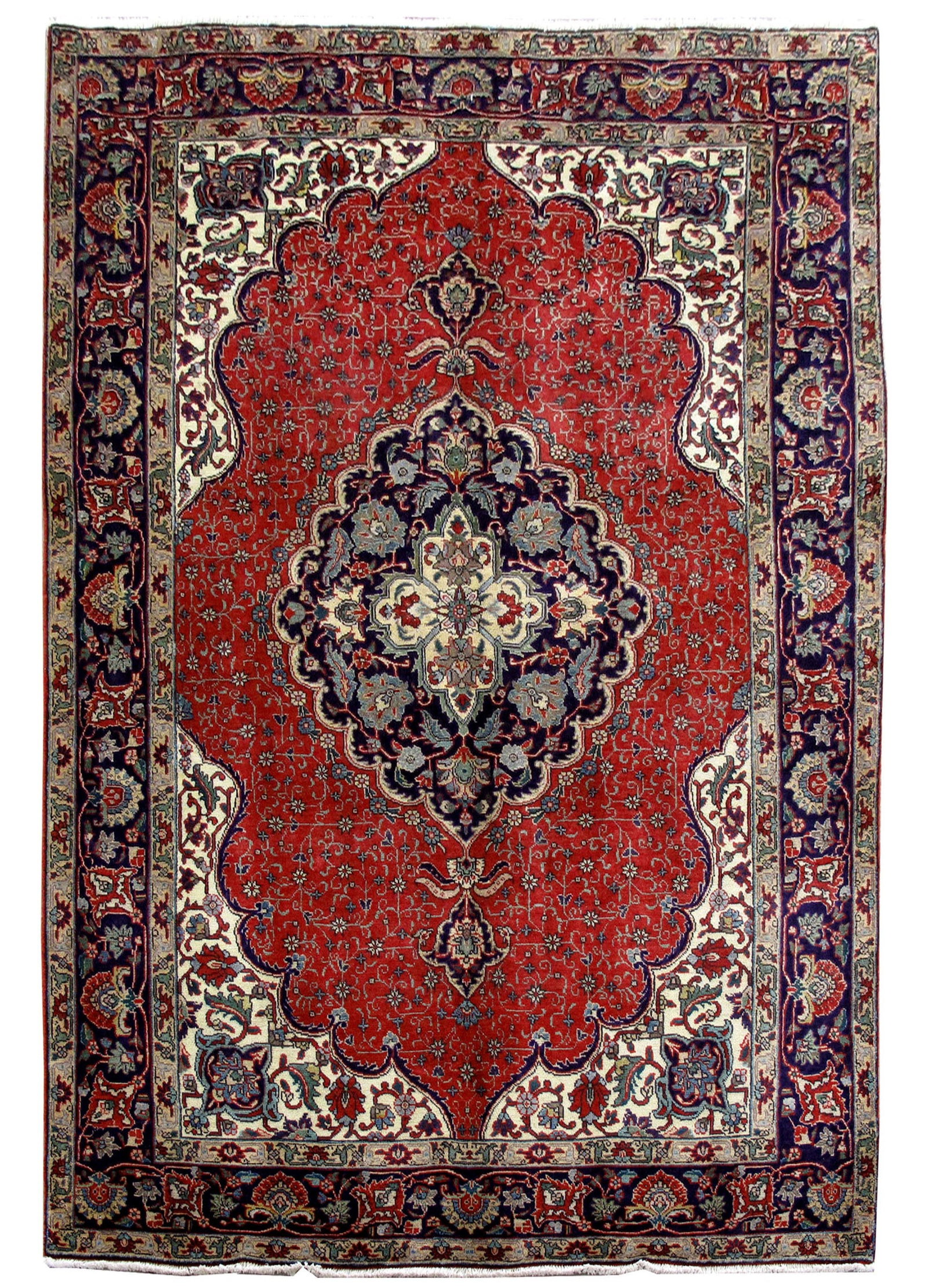 Handcrafted Red Persian Tabriz Area Rug 6.5 x 9.6 Feet: Handcrafted Red Persian Tabriz Area Rug 6.5 x 9.6 Feet Free continental US Shipping Enhance your living space with this exquisite 6.5 x 9.6 Red Persian Tabriz Rug, handcrafted by skilled Persian artis