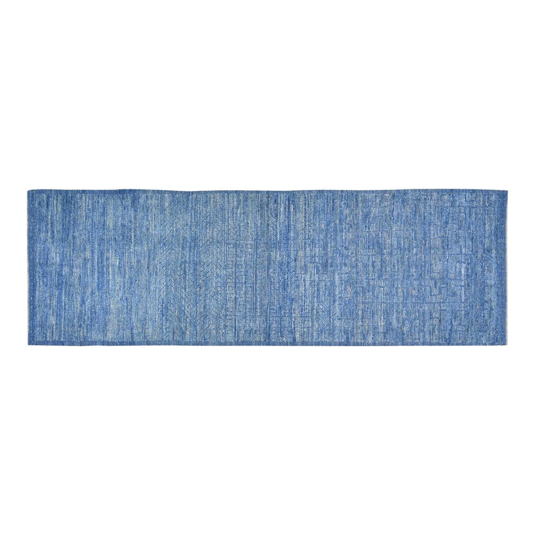 Cornflower Blue Wool Runner Hand Knotted Moroccan Style 3'x9'4": Cornflower Blue Wool Runner Hand Knotted Moroccan Style 3'x9'4" This Moroccan hand-knotted wool rug showcases traditional craftsmanship combined with a contemporary design sensibility. Carefully craft