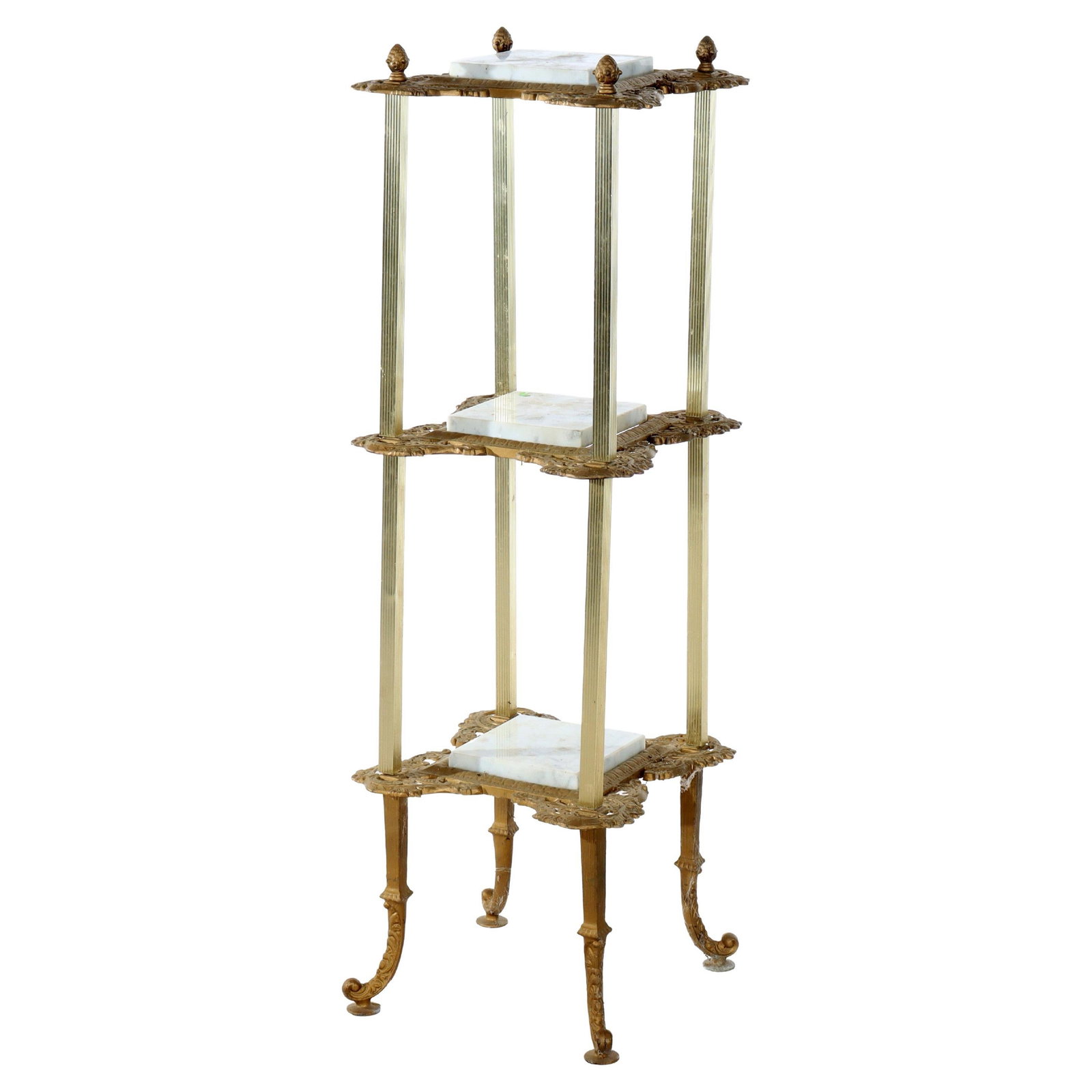 Antique Three-Tier Marble Plant Stand With Bronzed Metal Frame Circa 1890 (1 of 6)