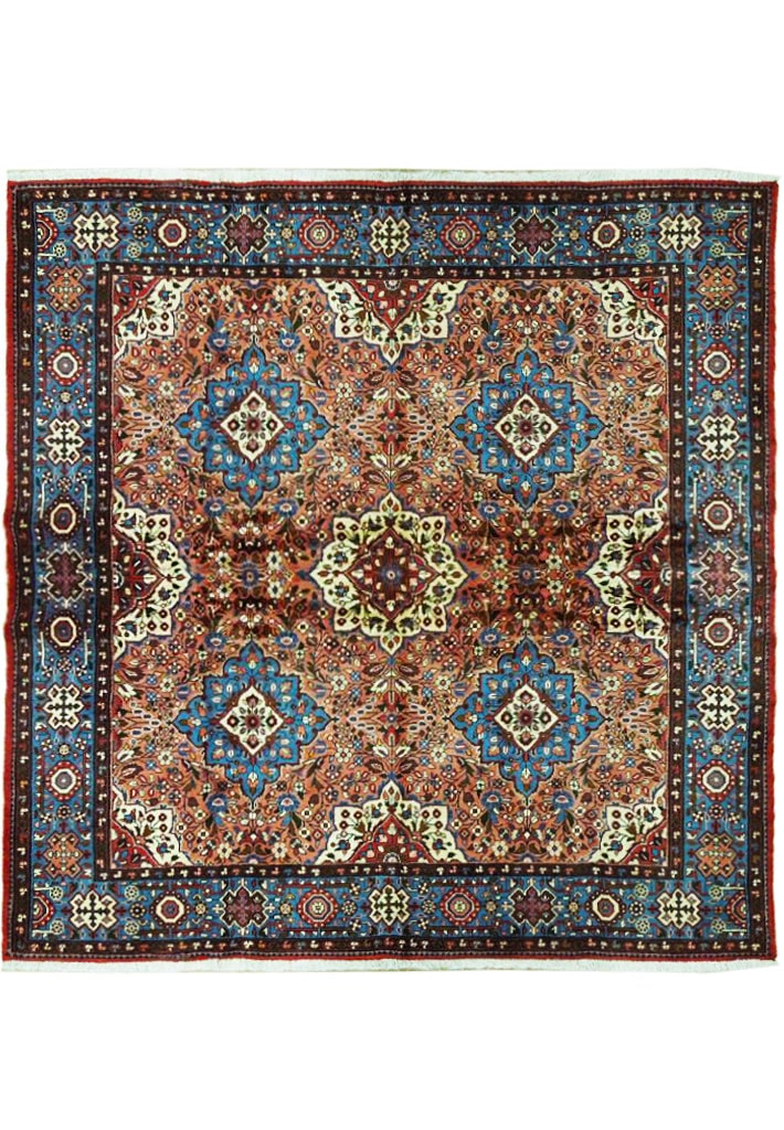 Rose Fine Persian Nahavand Square Rug 82 x 82 Inch Handwoven Wool: Rose Fine Persian Nahavand Square Rug 82 x 82 Inch Handwoven Wool Free continental US Shipping Introducing the Rose Fine Persian Nahavand Square Rug, a stunning example of Persian artistry that adds e