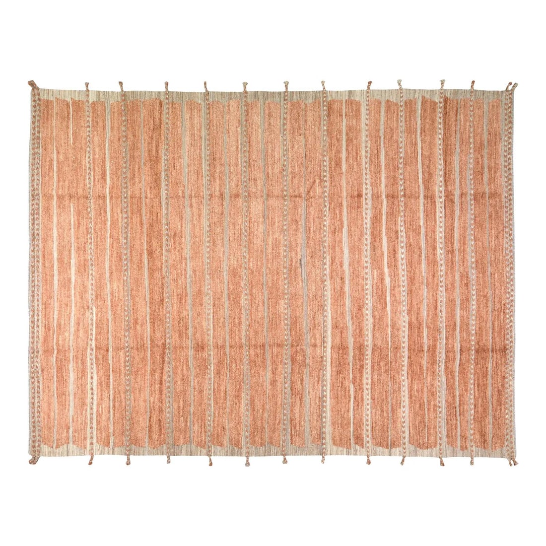 Burnt Orange Wool Area Rug Hand Knotted Moroccan Style 9'2" x 12'4": Burnt Orange Wool Area Rug Hand Knotted Moroccan Style 9'2" x 12'4" This Moroccan hand-knotted wool rug is crafted using traditional techniques, combining enduring craftsmanship with a contemporary de