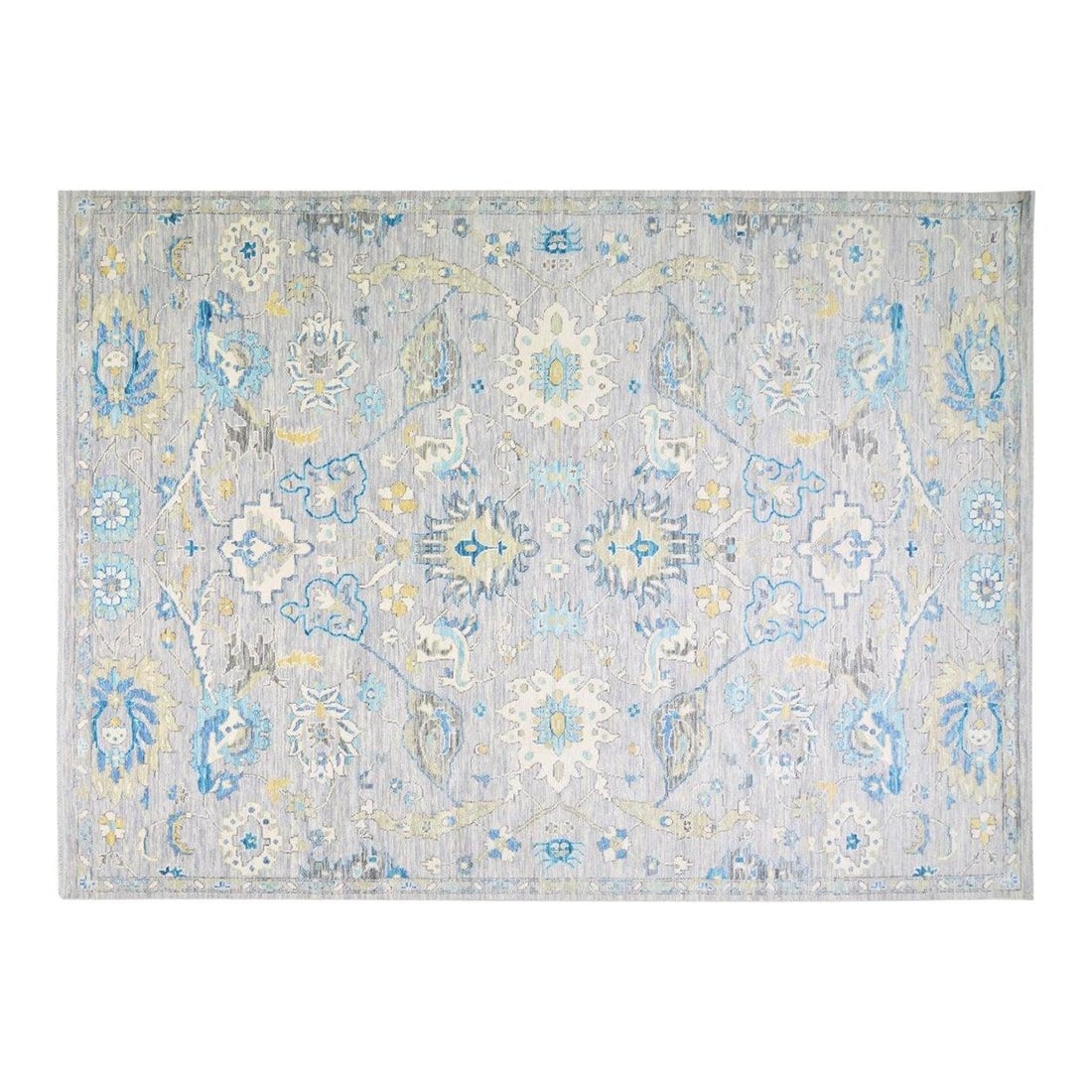 Indian Gray Wool Hand Knotted Rug 10'2x14: Indian Gray Wool Hand Knotted Rug 10'2x14 This hand-knotted wool rug is crafted using traditional techniques, combining enduring craftsmanship with a modern design sensibility. Its rich texture and so