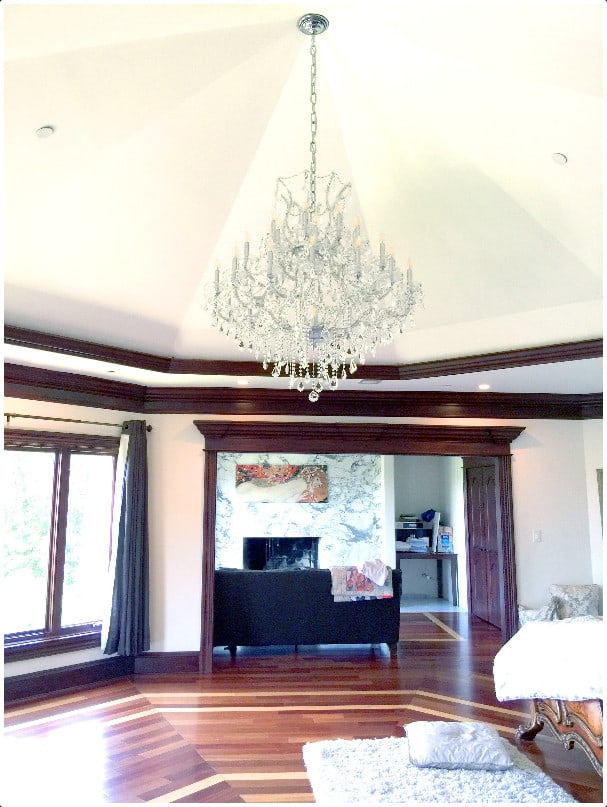Maria Theresa 37-Light Chrome Crystal Foyer Chandelier 44 inch: Maria Theresa 37-Light Chrome Crystal Foyer Chandelier 44 inch This large Maria Theresa style chandelier features 37 lights and a polished chrome finish, making it a striking centerpiece for foyers, d