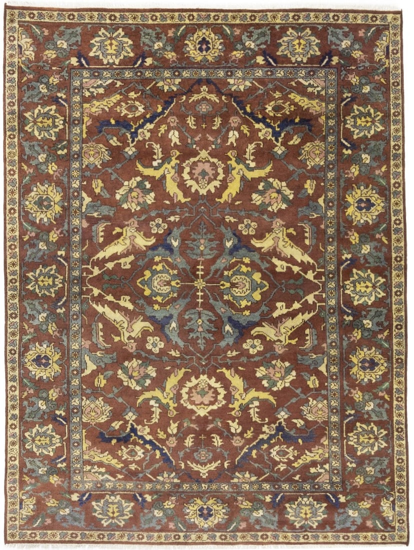 Hand-Knotted Wool Chobi Serapi Area Rug 8X10 ft Floral Tribal Pattern: Hand-Knotted Wool Chobi Serapi Area Rug 8X10 ft Floral Tribal Pattern This handmade Chobi Serapi rug features a hand-knotted wool construction, offering a blend of modern and tribal design elements. T