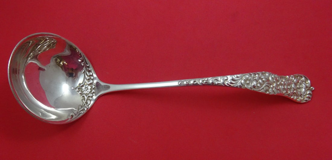 Dominick & Haff Rococo Sterling Silver Soup Ladle 12 Inch: Dominick & Haff Rococo Sterling Silver Soup Ladle 12 Inch Experience the elegance of the Rococo period with this exquisite Sterling Silver Soup Ladle by Dominick & Haff. Crafted between 1850 and 1899,
