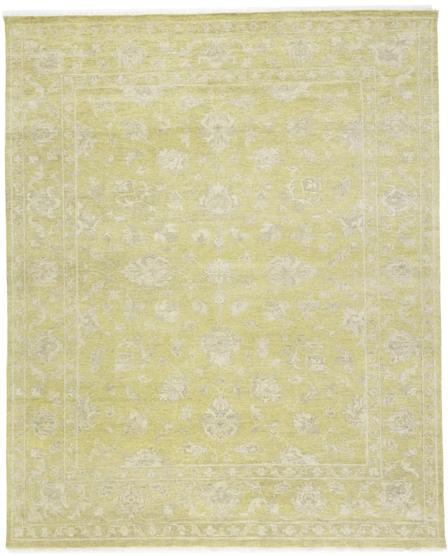 Hand-Knotted Floral 8x10 Transitional Wool Area Rug: Hand-Knotted Floral 8x10 Transitional Wool Area Rug Enhance your living space with this stunning hand-knotted floral transitional area rug, measuring 8'0" x 10'0". Crafted from high-quality wool, this