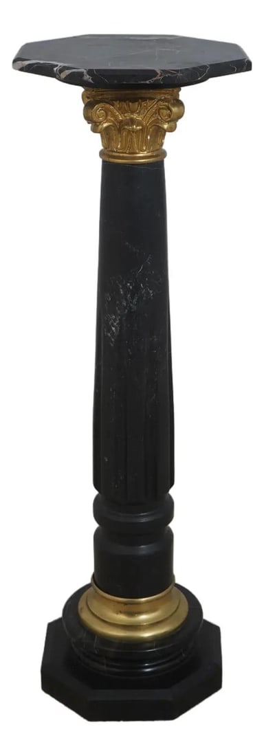 Neoclassical Black Marble Pedestal with Bronze Work (1 of 10)
