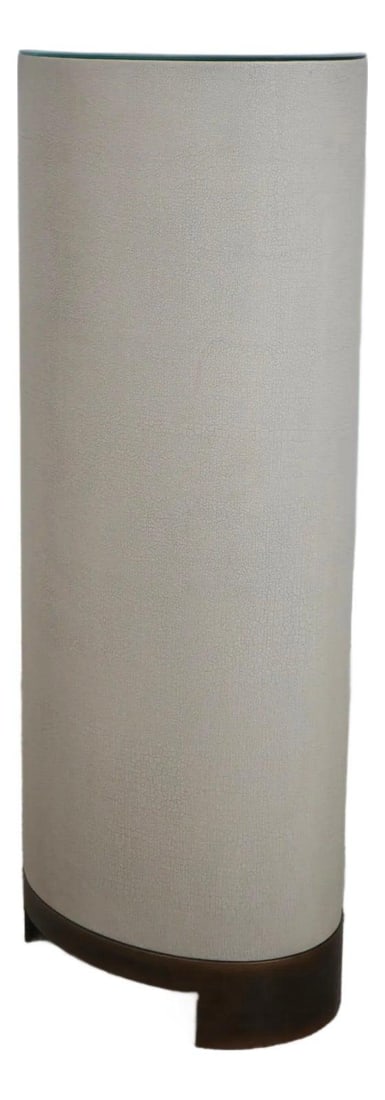 Brass pedestal with beveled glass mirror top (1 of 10)