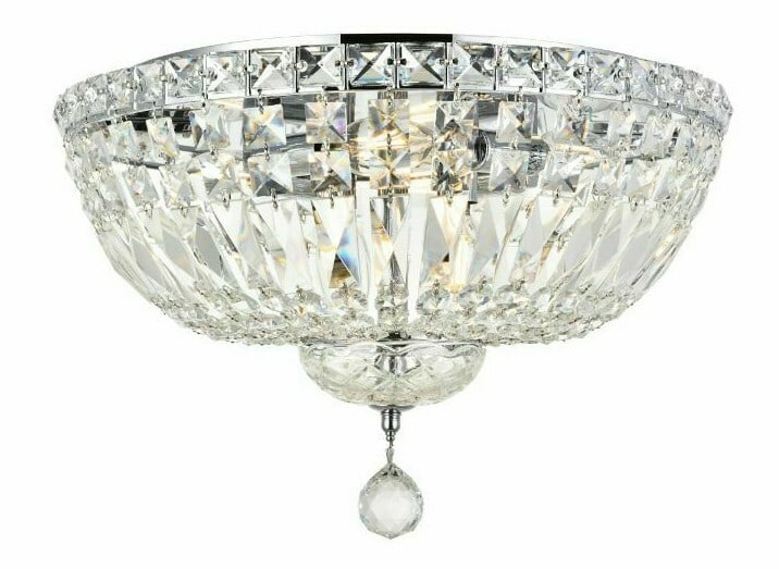 6 Light Chrome Crystal Flush Mount Tranquil Chandelier 16 Inch: 6 Light Chrome Crystal Flush Mount Tranquil Chandelier 16 Inch This modern flush mount chandelier from the Tranquil Collection features a polished chrome finish and is adorned with Royal Cut clear cry