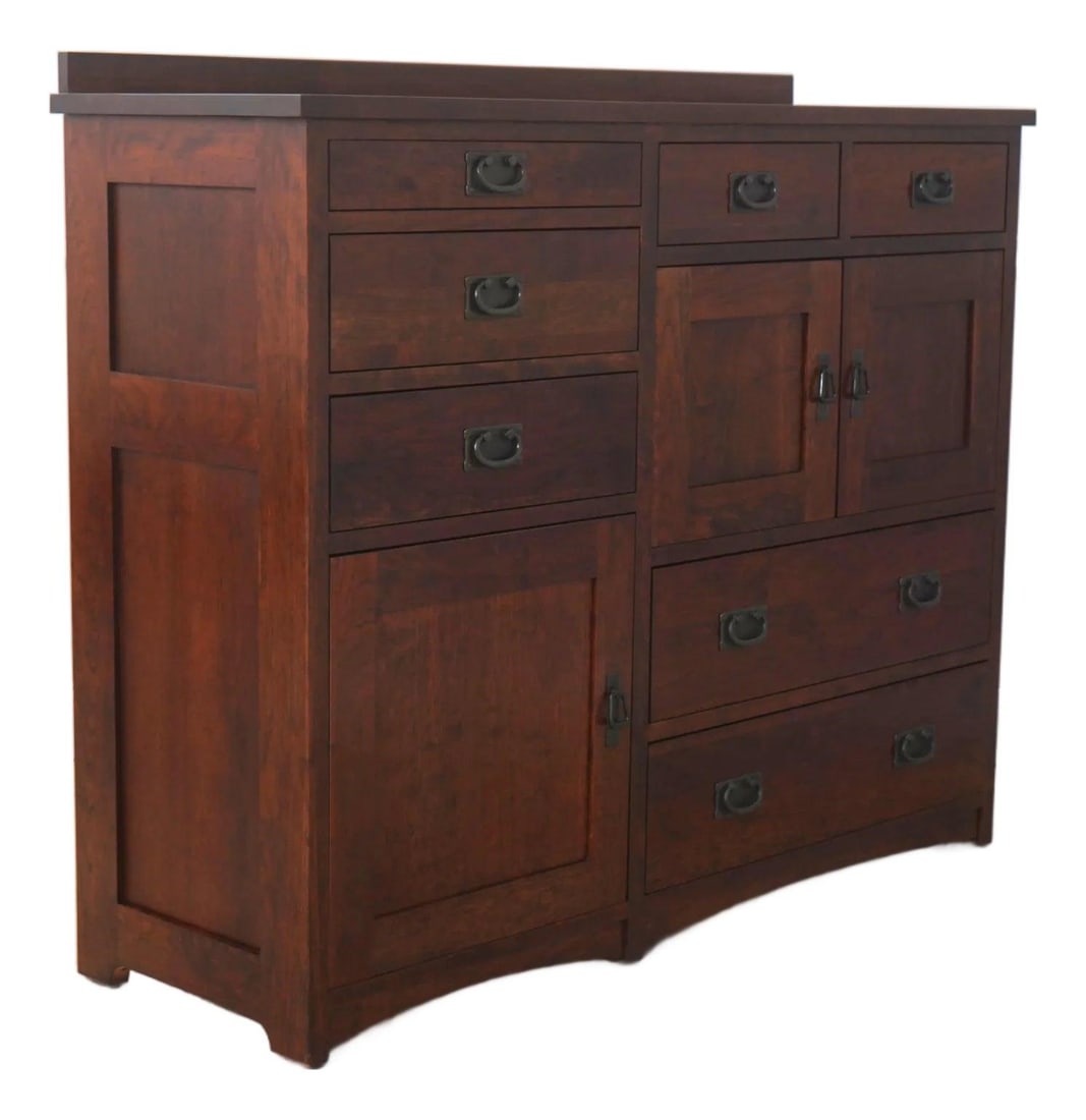 Cherry Arts and Crafts Mule Dresser by Michaels: Cherry Arts and Crafts Mule Dresser by Michaels This Mission style mule dresser features high-quality cherry wood construction with a rich brown finish. The piece includes dovetailed drawers, adjustab