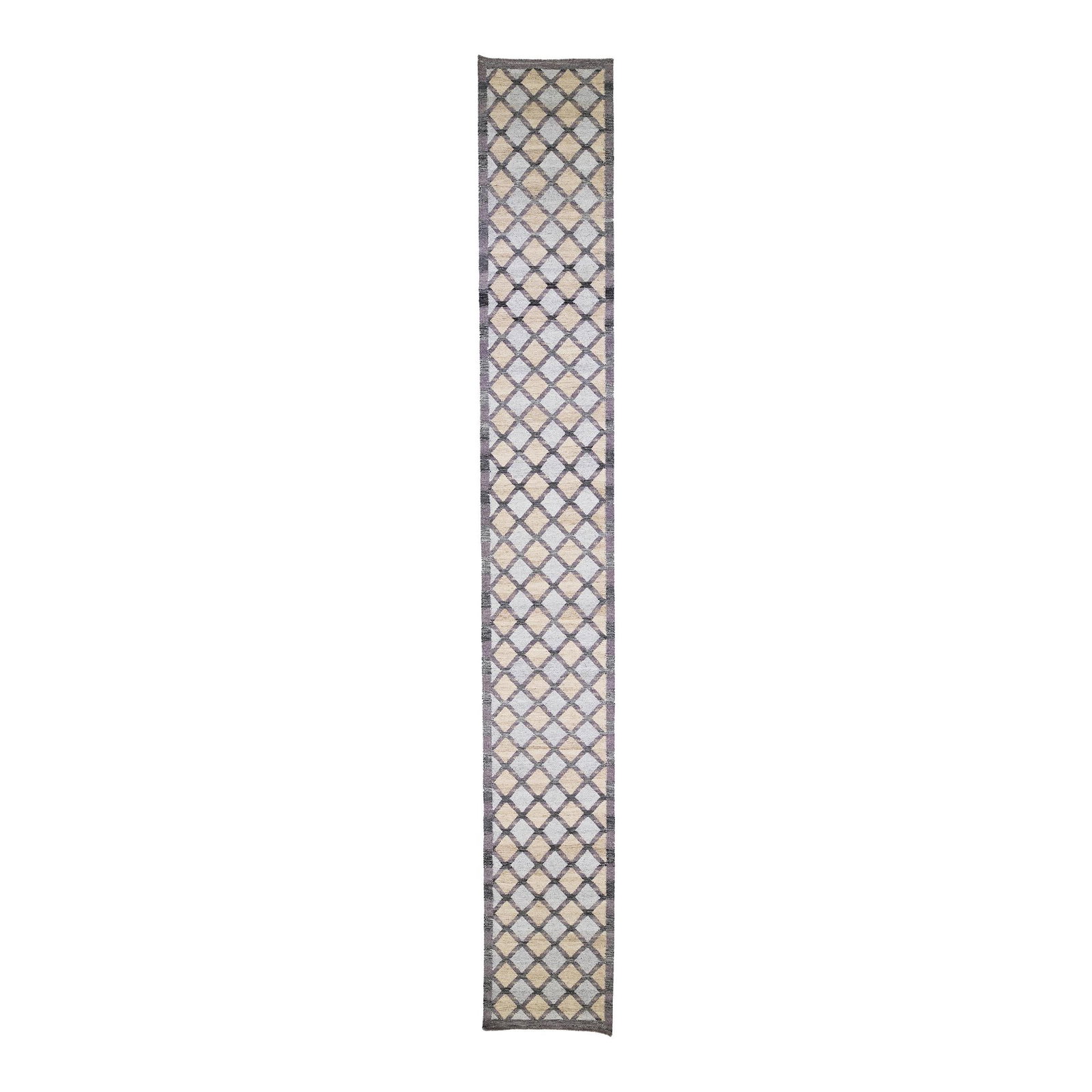 Swedish Style Wool Runner Gray Geometric Pattern 3' x 21'11'' (1 of 7)