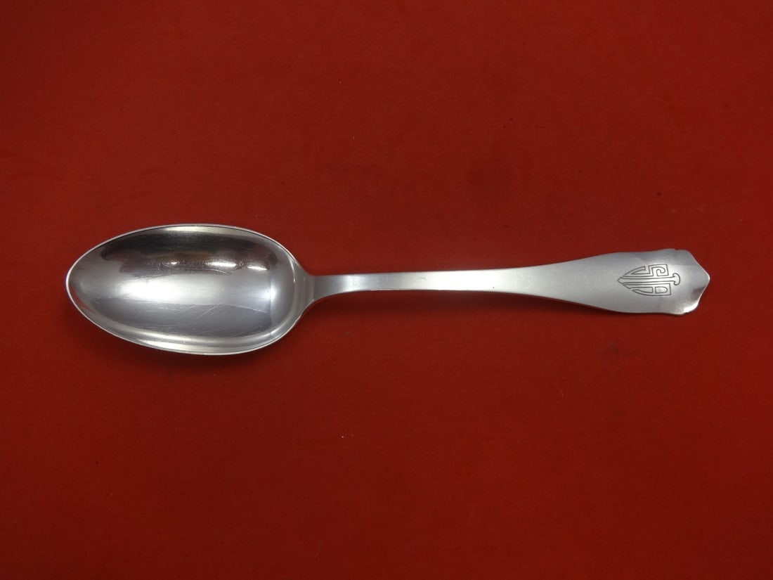 Shreve Ramona Sterling Silver Serving Spoon 8.25 Inch Monogrammed: Shreve Ramona Sterling Silver Serving Spoon 8.25 Inch Monogrammed This exquisite serving spoon is crafted from high-quality sterling silver and features the elegant Ramona pattern by Shreve. Measuring