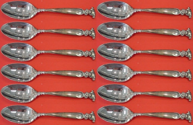 Wallace Romance of the Sea Sterling Silver 12 Piece Soup Spoon Set: Wallace Romance of the Sea Sterling Silver 12 Piece Soup Spoon Set Enhance your dining experience with this exquisite 12-piece set of Romance of the Sea soup spoons by Wallace. Crafted from high-quali