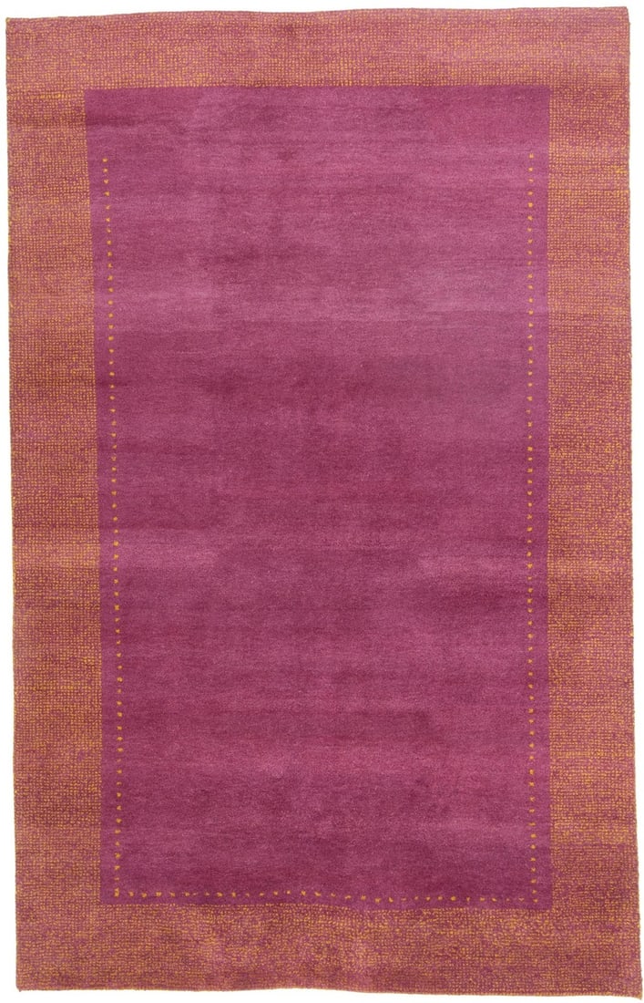 6'2 x 9'9 Hand-Knotted Wool Area Rug Modern Tribal Indo-Gabbeh Design: 6'2 x 9'9 Hand-Knotted Wool Area Rug Modern Tribal Indo-Gabbeh Design This rare Indo-Gabbeh Oriental rug is hand-knotted in India from high-quality wool, featuring a modern tribal design with magenta,