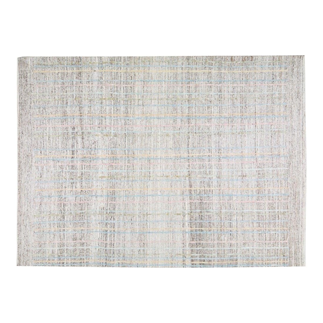 Gray Wool Area Rug Hand Knotted Moroccan Style 8'8 x 11'10": Gray Wool Area Rug Hand Knotted Moroccan Style 8'8 x 11'10" This Moroccan hand-knotted wool rug is crafted with traditional techniques, combining enduring craftsmanship with a modern design sensibilit