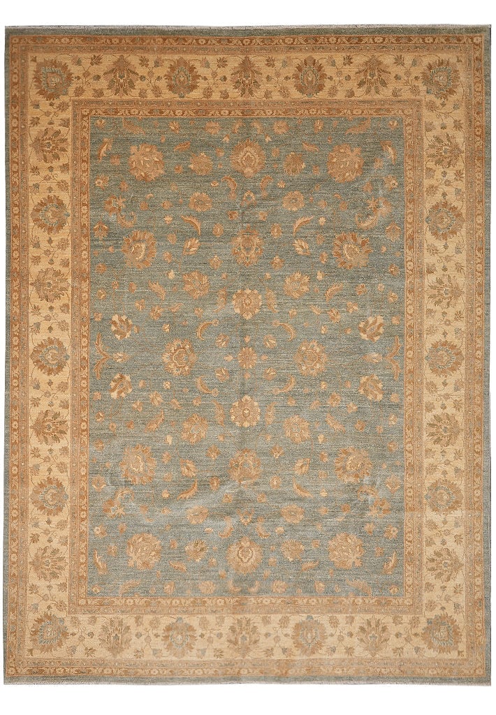 9 x 12 Light Aqua Green Hand Knotted Wool Floral Rug: 9 x 12 Light Aqua Green Hand Knotted Wool Floral Rug Free continental US Shipping This 9 x 12 handmade rug features a light aqua green background with floral and ornamental motifs in subtle ivory, bei