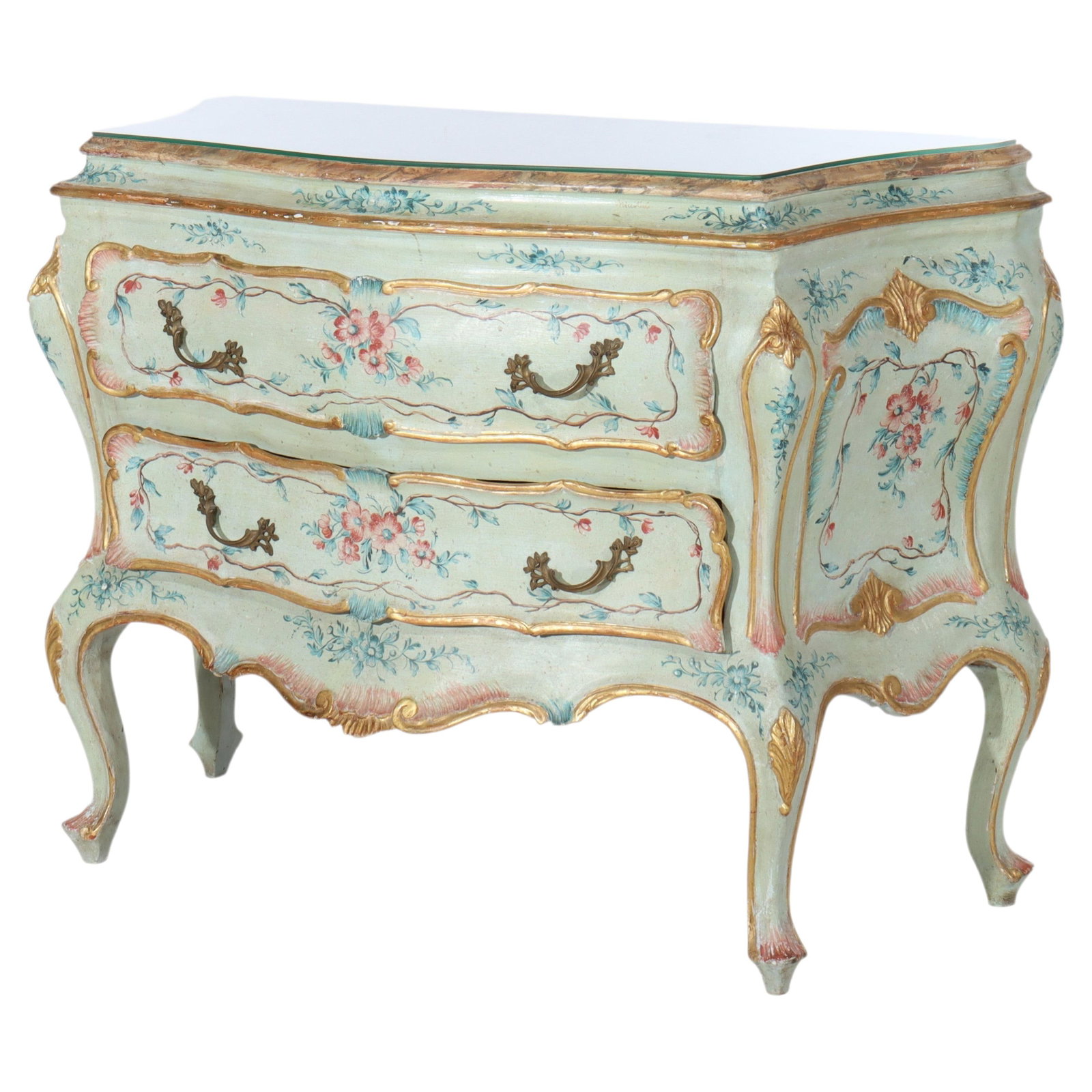 Signed Niccolini Louis XIV Bombe Commode with Glass Top (1 of 15)