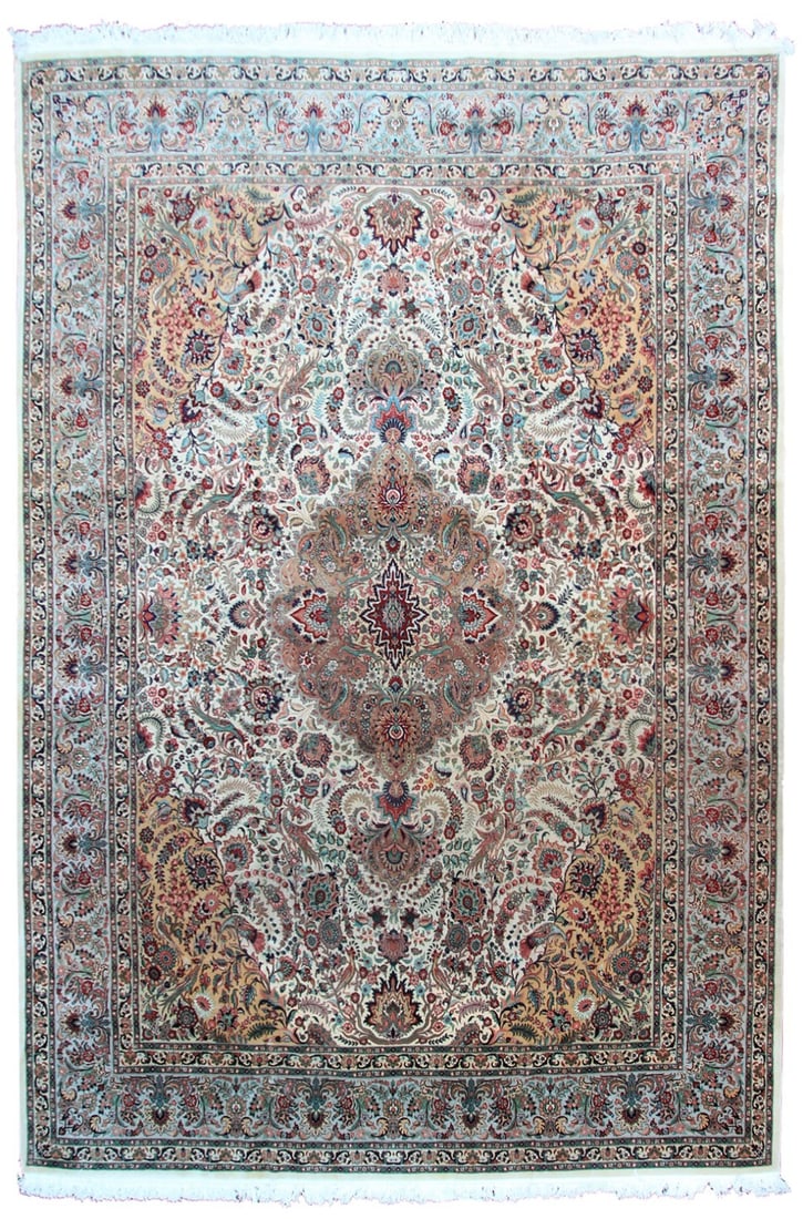 Hand Knotted Wool Tabriz 10x13 Persian Floral Medallion Rug (1 of 14)