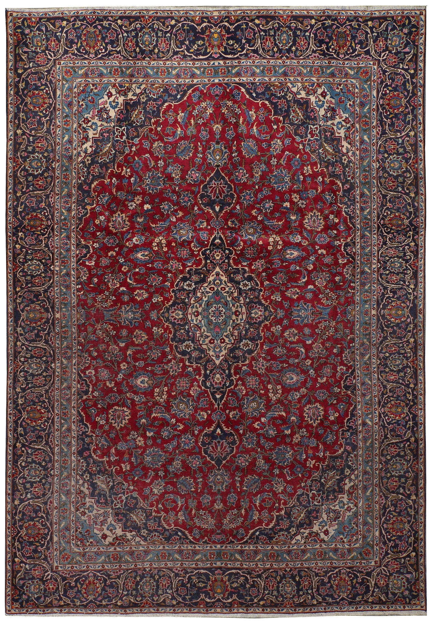 9 x 12.3 Traditional Persian Kashan Classic Rug: 9 x 12.3 Traditional Persian Kashan Classic Rug Free continental US Shipping Traditional Persian Kashan classic rug in a 9 x 12.3 size. The item is listed as new and reflects a traditional Kashan styl