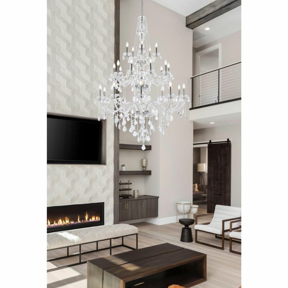 Verona 25 Light Chrome Crystal Foyer Chandelier 68 inch (1 of 9)